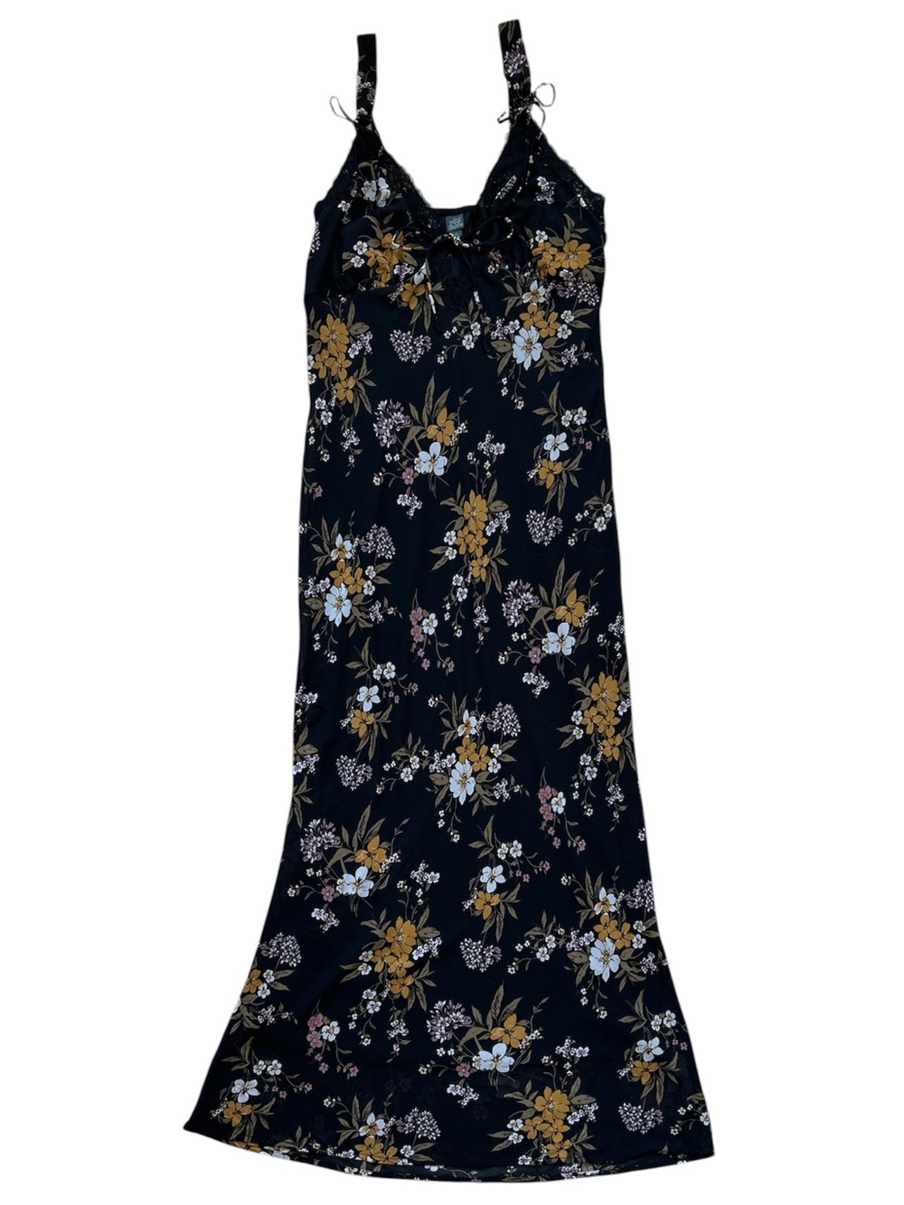 Wild Fable Lace Trim Maxi Empire Waist Black Floral Dress Size Large NWT - Picture 3 of 6
